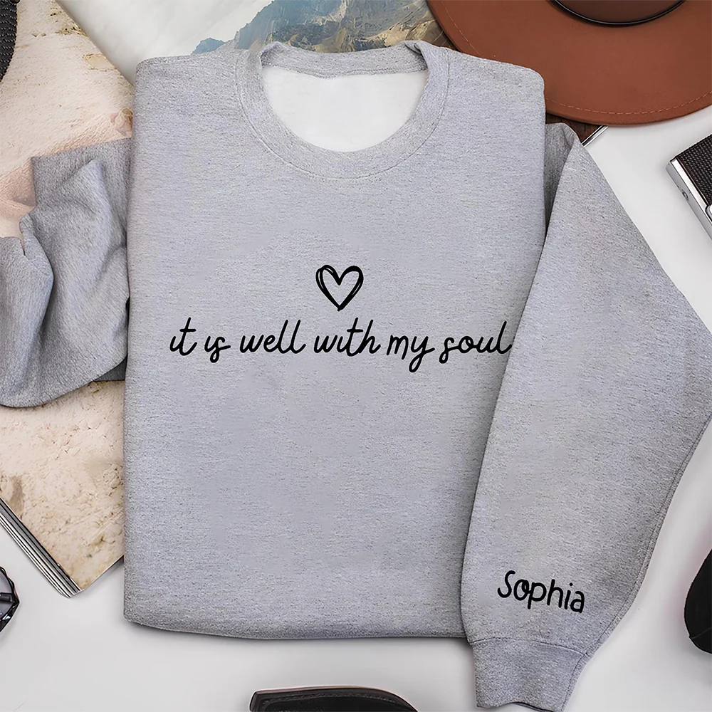 Personalized It Is Well With My Soul Sleeve Print Sweatshirt LM32 899473 - Image 4