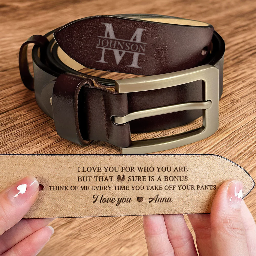 Personalized Leather Belt for Anniversary, Valentines Day Gift for Husband, Boyfriend HA75 898720 - Image 2