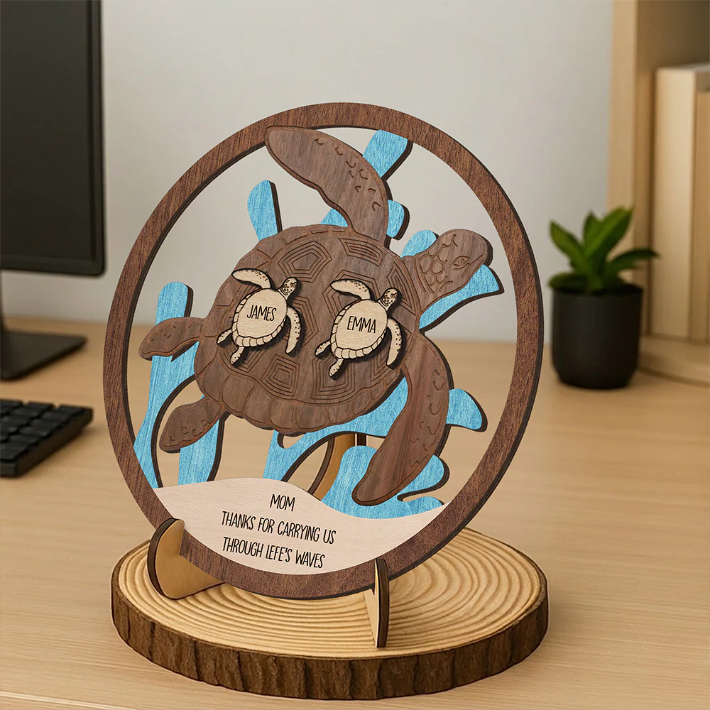 Personalized Mom Thanks For Carrying Us Though Life's Waves 2-Layered Wooden Plaque TH10 169091 - Image 3