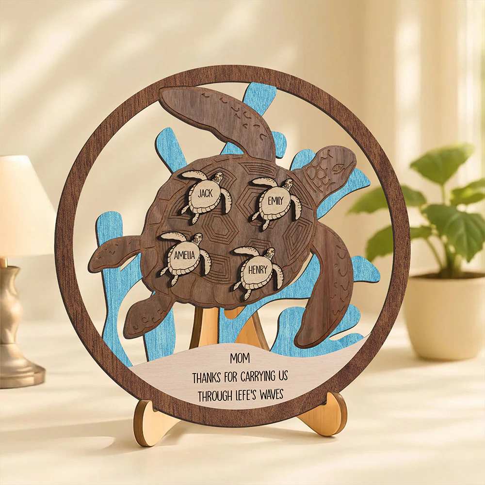 Personalized Mom Thanks For Carrying Us Though Life's Waves 2-Layered Wooden Plaque TH10 169091 - Image 4