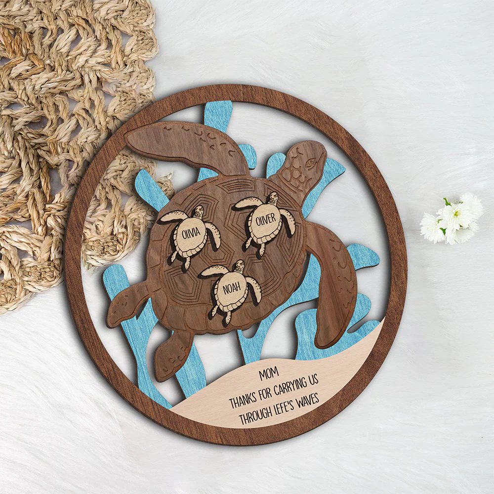 Personalized Mom Thanks For Carrying Us Though Life's Waves 2-Layered Wooden Plaque TH10 169091 - Image 5