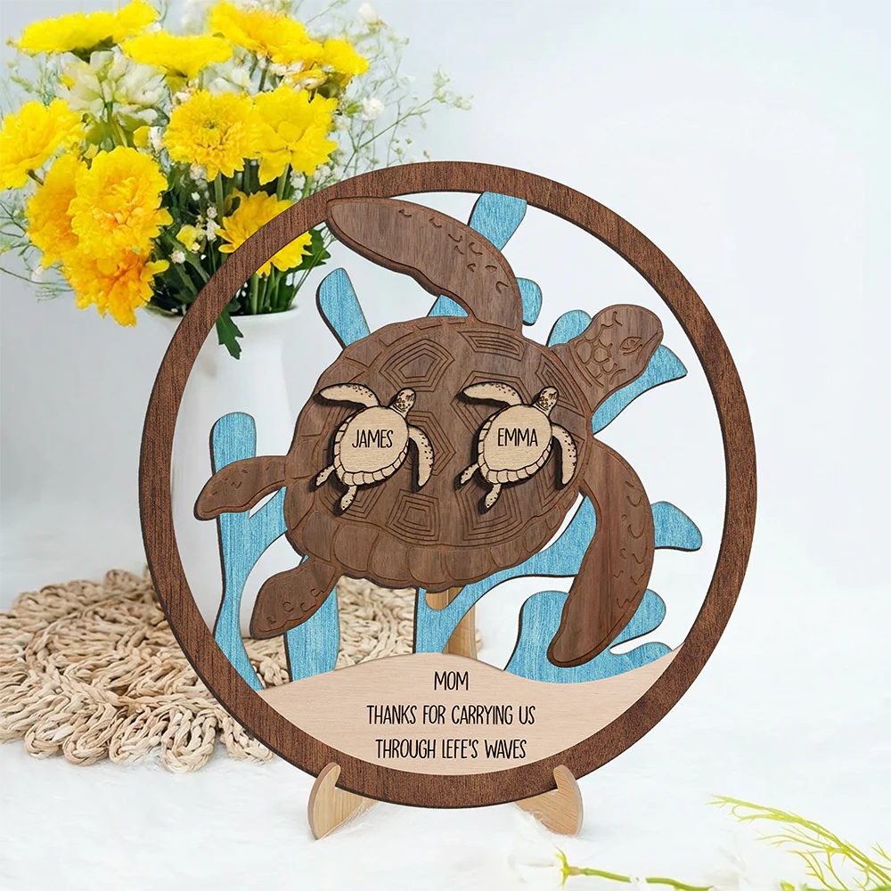 Personalized Mom Thanks For Carrying Us Though Life's Waves 2-Layered Wooden Plaque TH10 169091 - Image 6