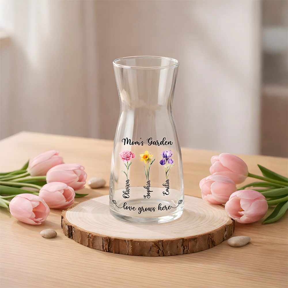 Personalized Mommy's Garden Love Grows Here Glass Vase Gift For Mother's Day CH07 910910 - Image 2