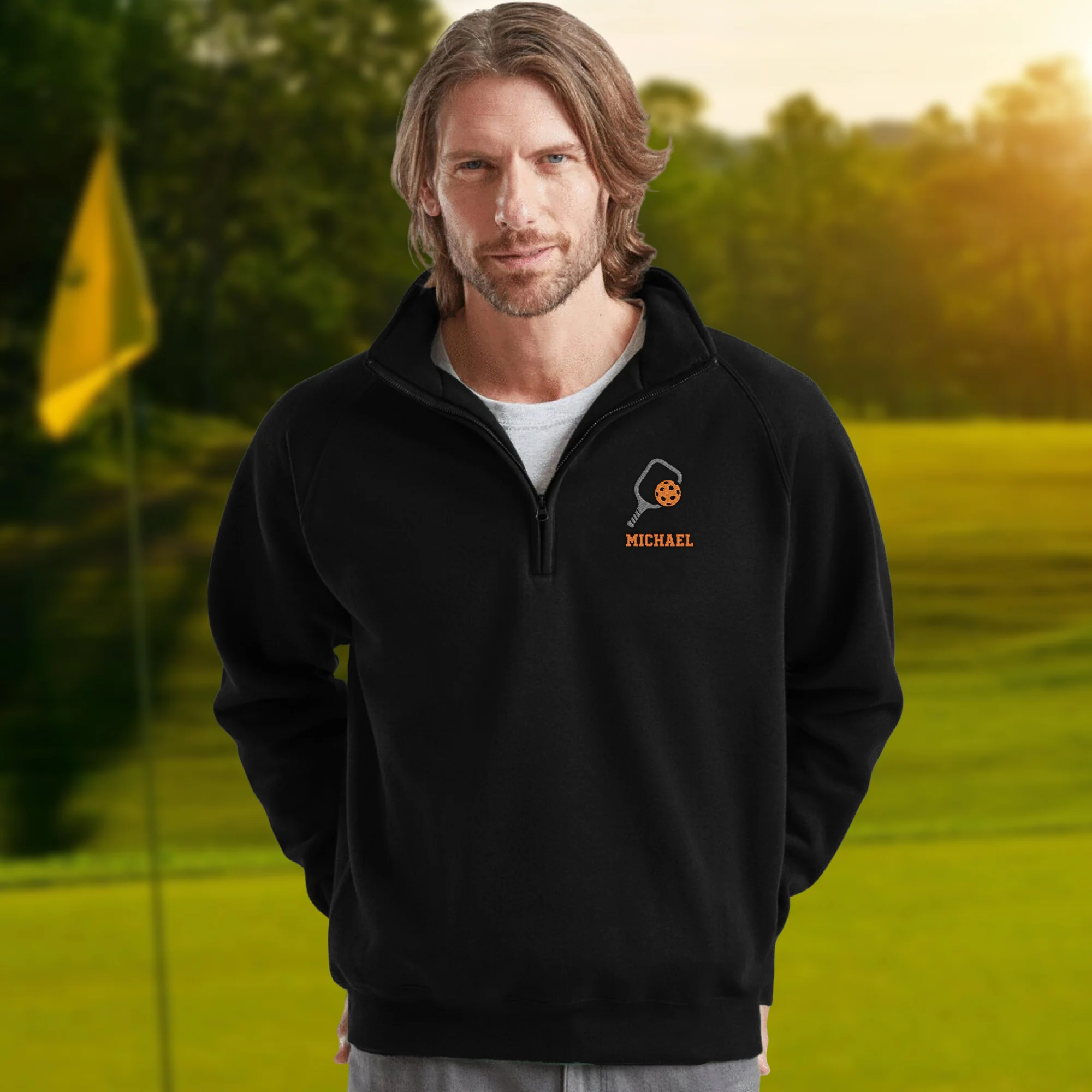 Personalized Name Pickleball Player Embroidered Quarter Zip Sweater HA75 898624 - Image 6