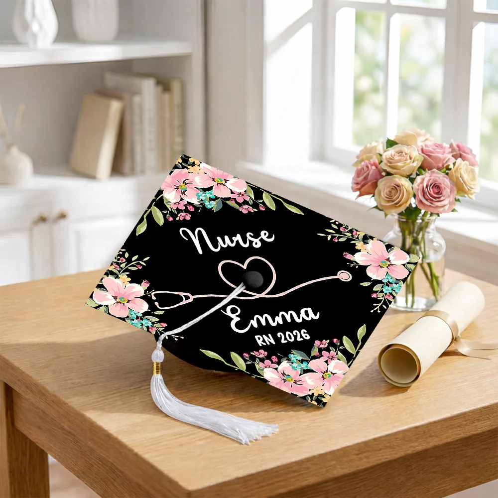 Personalized Nurse Graduation Gift Floral Theme Graduation Cap Topper HO82 901544 - Image 5