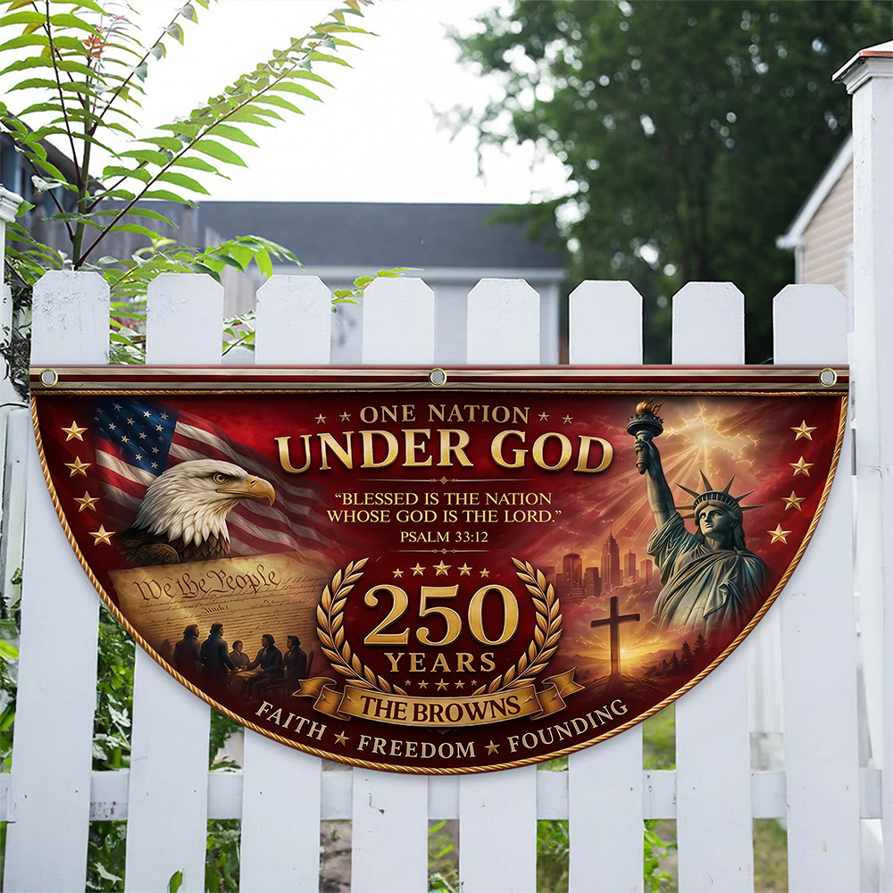 Personalized One Nation Under God 250th Anniversary  Non-Pleated Fan Flag LM32 669259 - Image 4