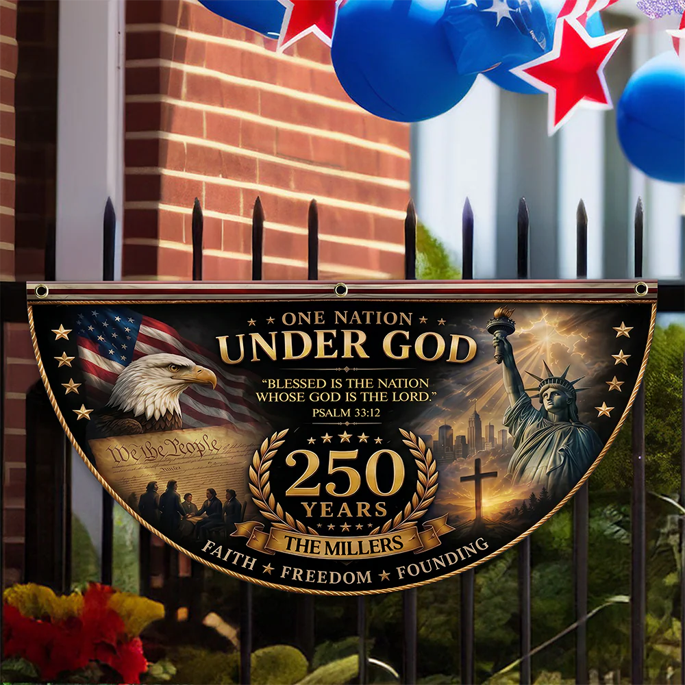 Personalized One Nation Under God 250th Anniversary  Non-Pleated Fan Flag LM32 669259 - Image 5