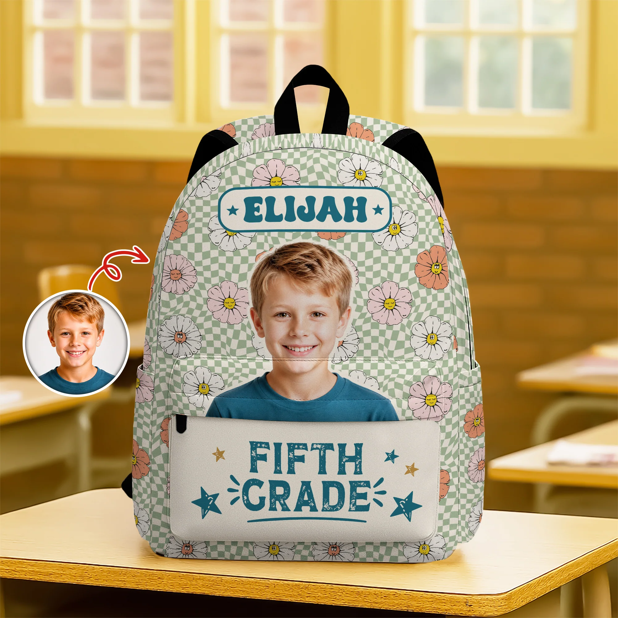 Personalized Photo & Name Retro Kid Backpack Back to School Gift HO82 902794 - Image 2