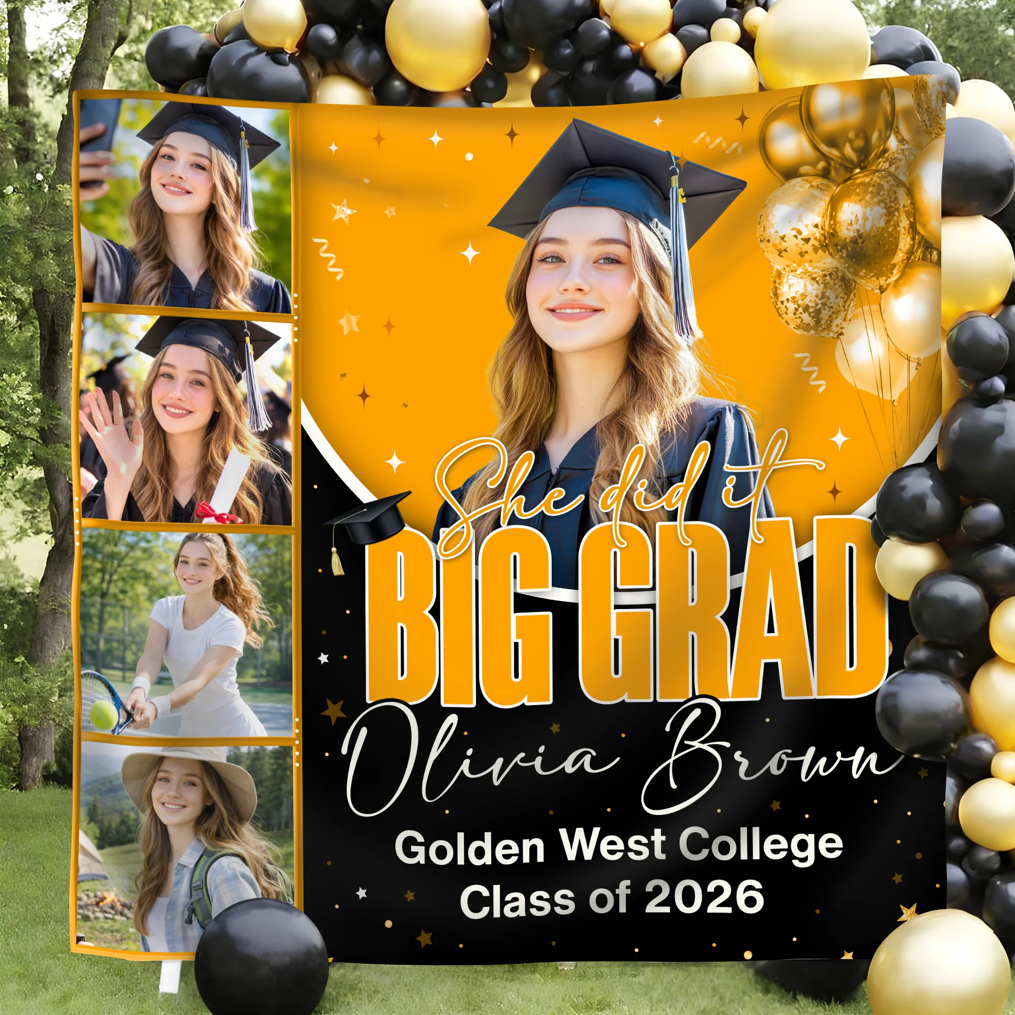 Personalized She Dit It Big Grad Backdrop Graduation Party Decor LM32 899497 - Image 9