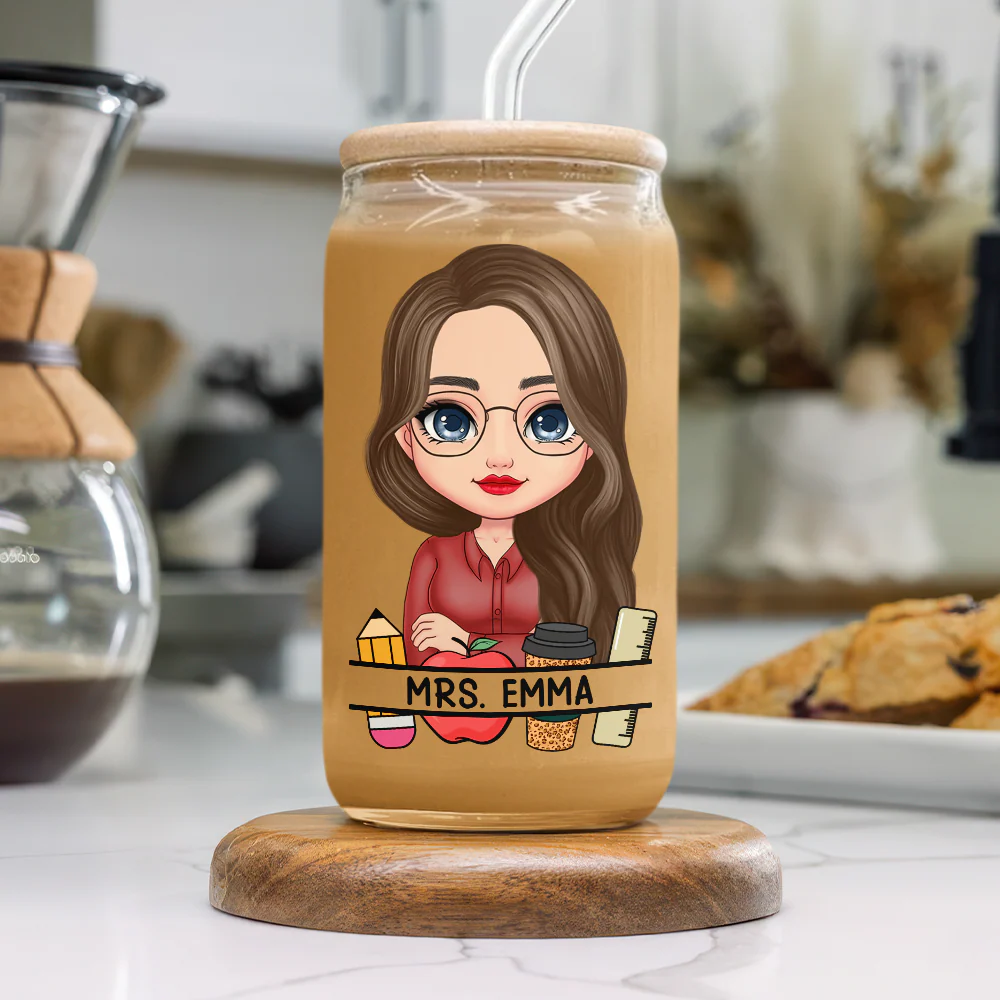 Personalized Teach Love Inspire Glass Can With Lid Gift For Teacher HA75 892630 - Image 6