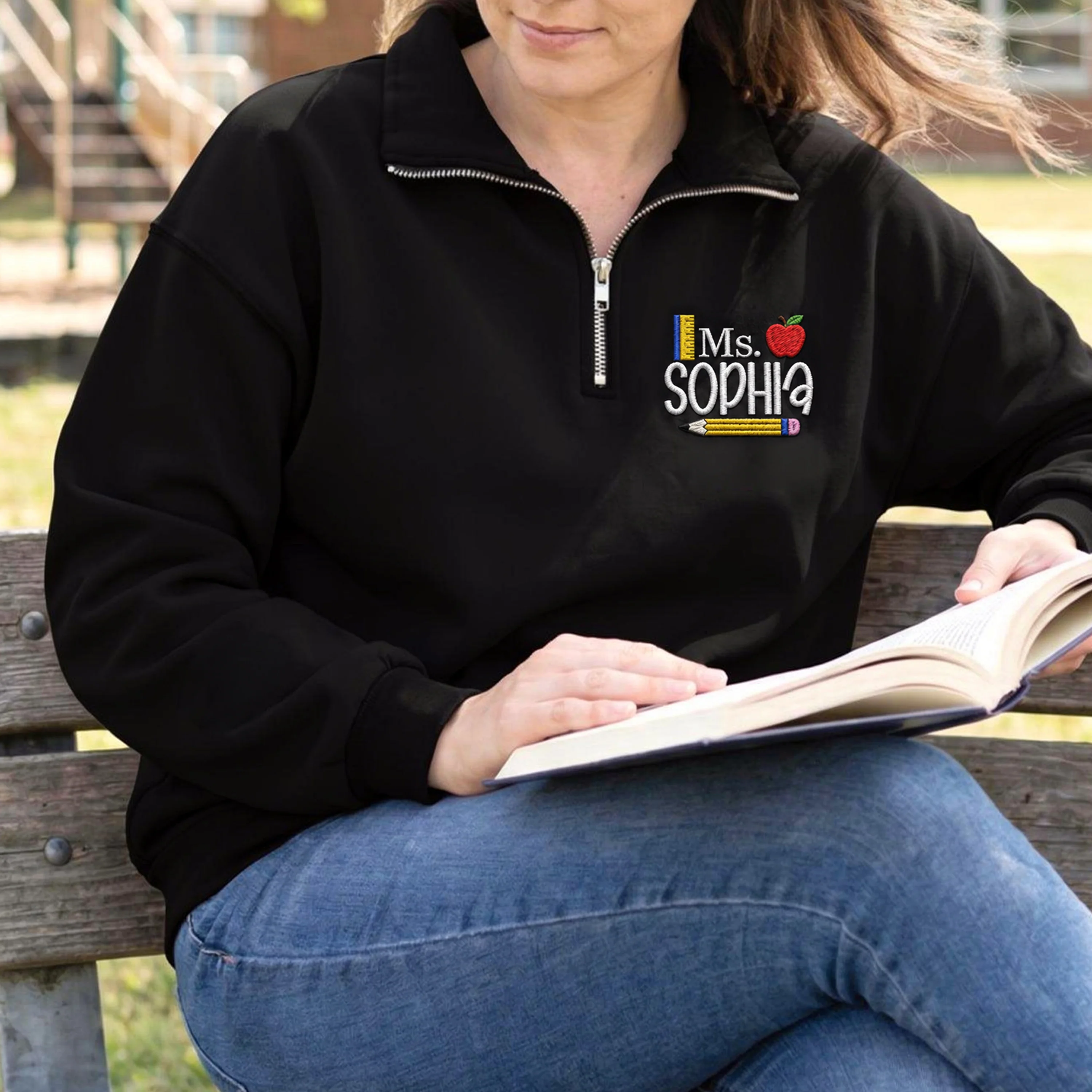 Personalized Teacher Embroidered Quarter Zip Sweatshirt Back to School Teacher Gift CH07 911968 - Image 3