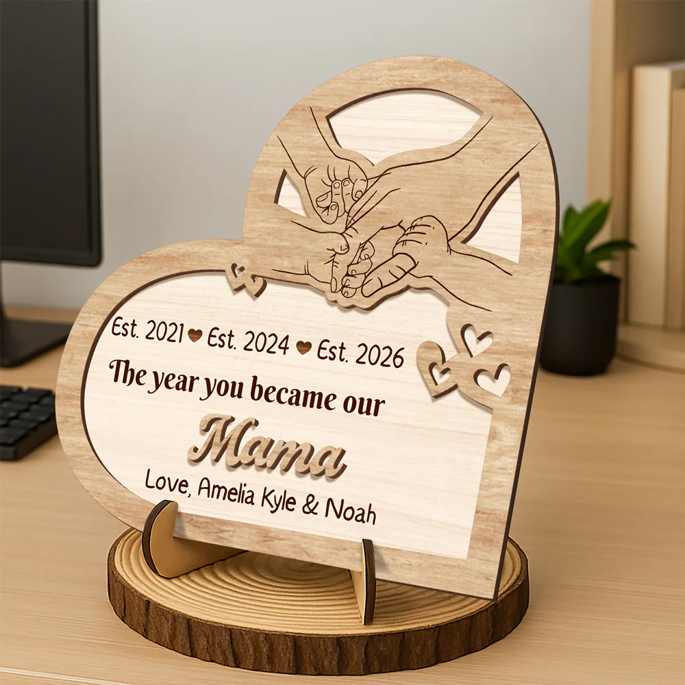 Personalized The Year You Became Our Mommy 2-Layered Wooden Plaque With Stand LM32 899621 - Image 4
