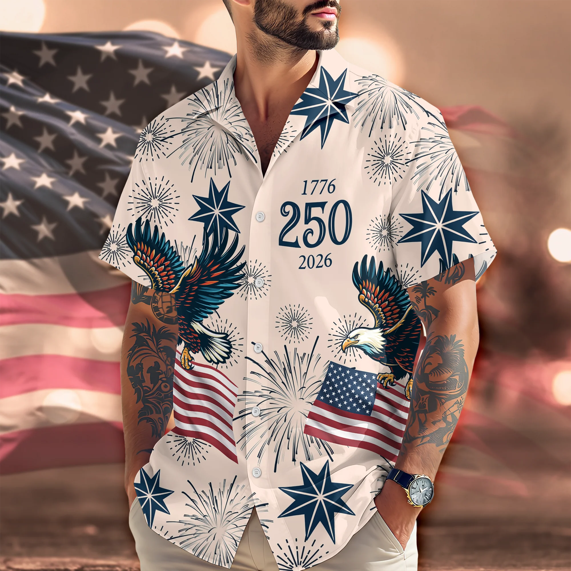 Personalized USA 250 Anniversary Eagle 1776-2026 Hawaii Shirt TH10 898325 - Image 3