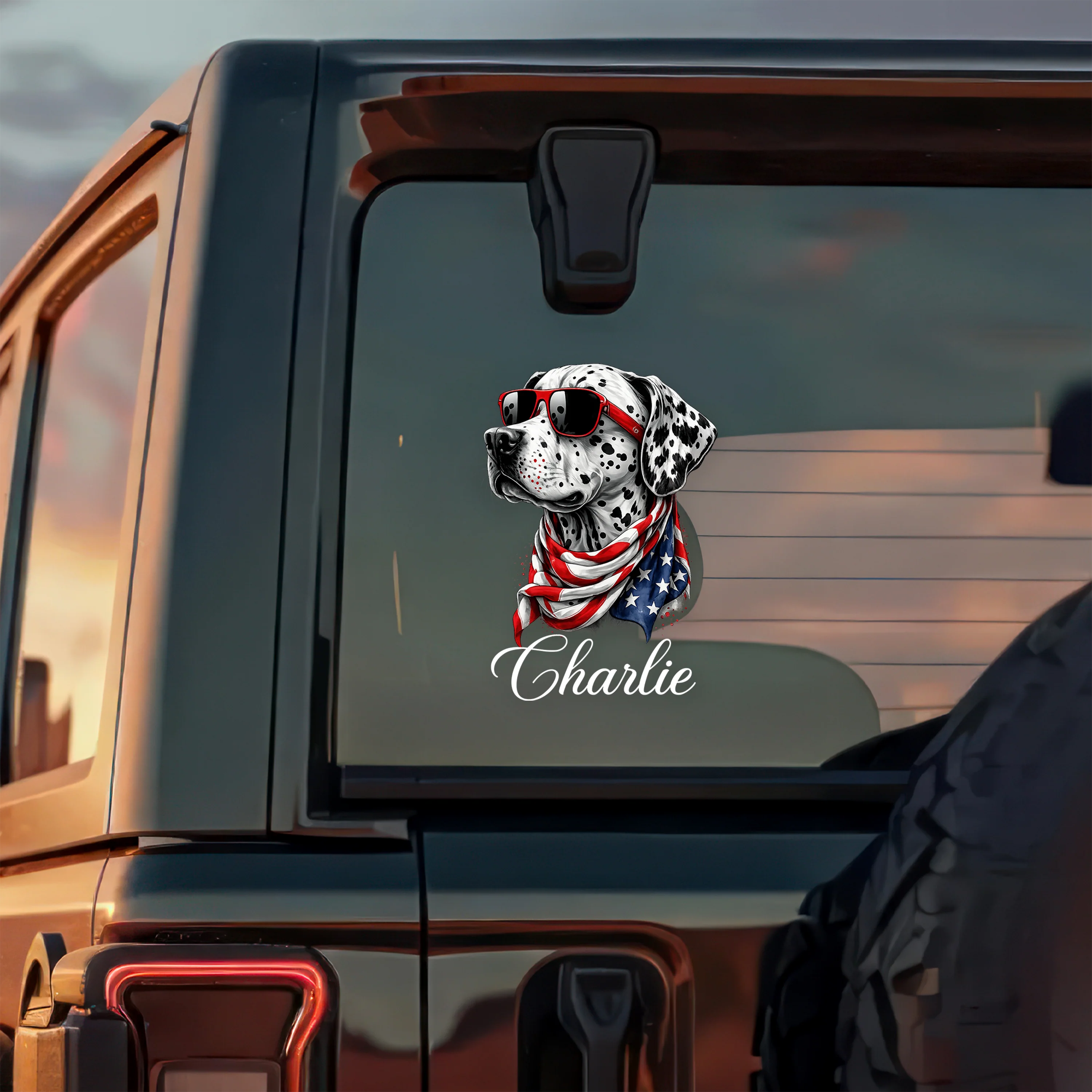Personalized USA 250 Years Anniversary Patriotic Dog Portrait Car Window Decal LM32 897955