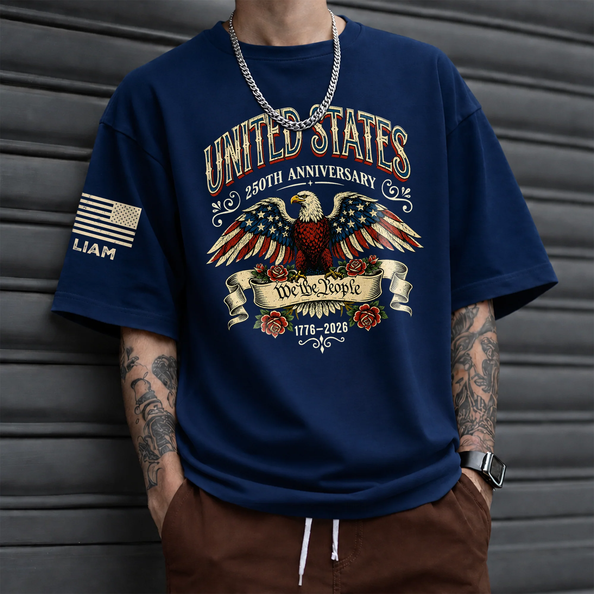 Personalized USA 250th Anniversary Eagle 1776–2026 Short Sleeve Print Shirt LM32 669045 - Image 5