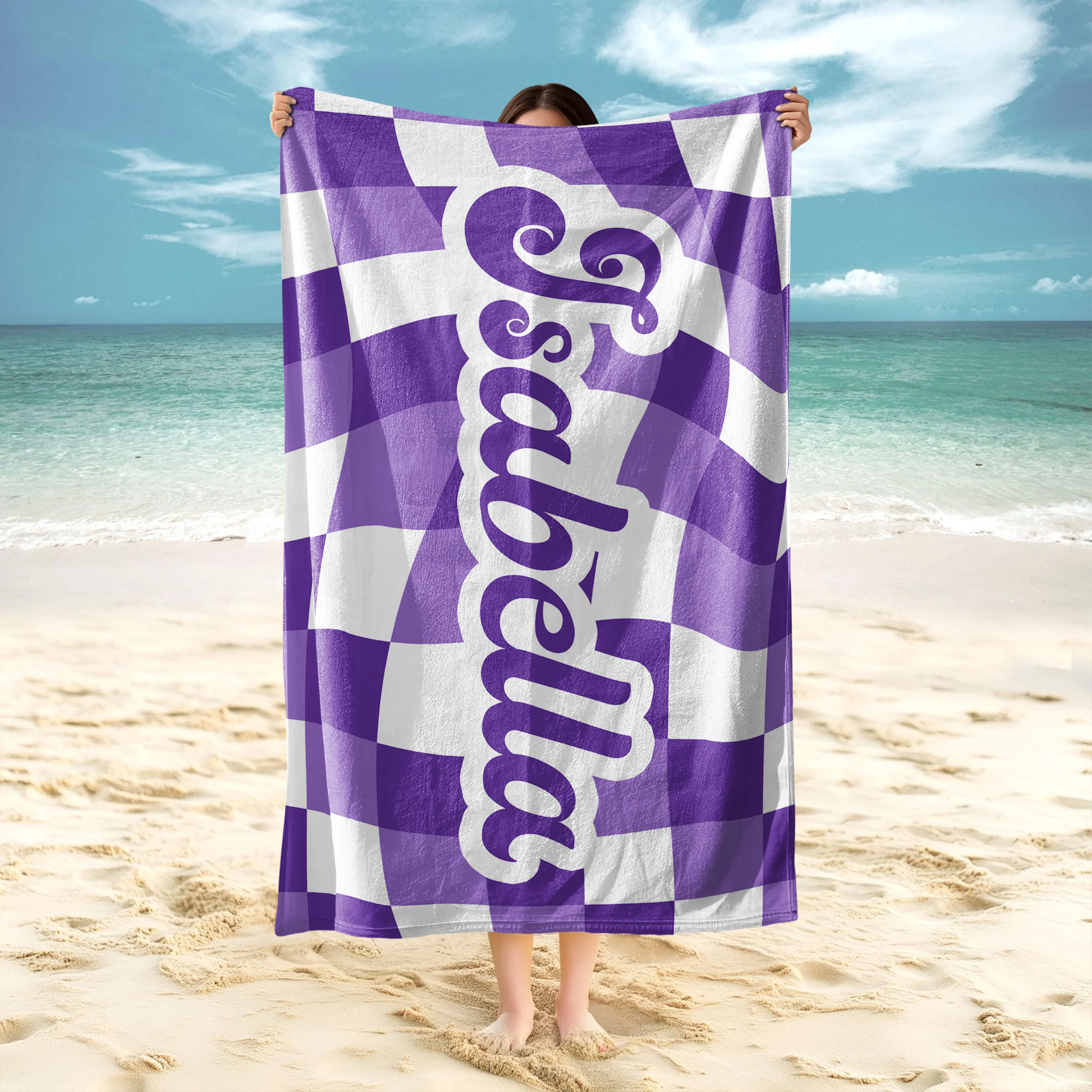 Personalized Vans Checker Pattern In Retro Style Beach Towel HA75 892798 - Image 27