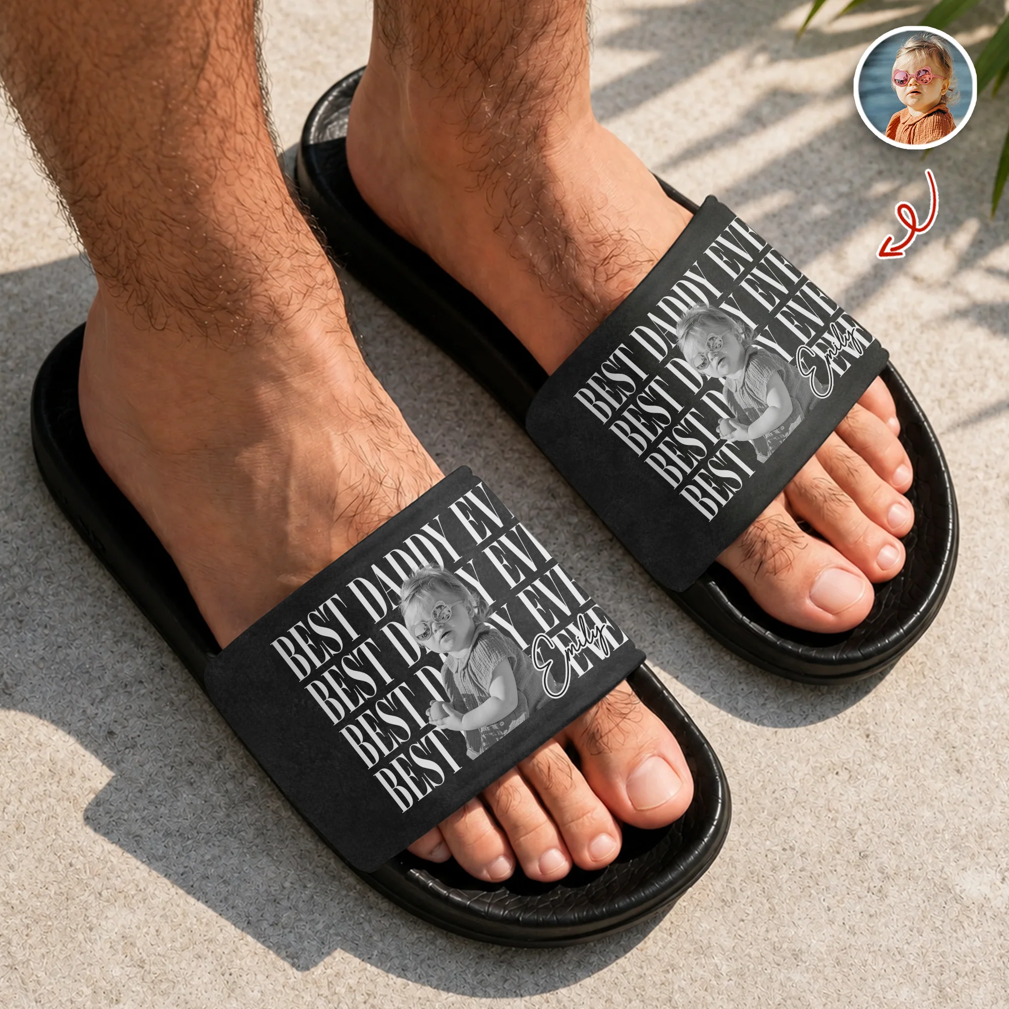 Personalized Vintage Photo Best Dad Mom Ever Slide Sandals CH07 911668 - Image 3