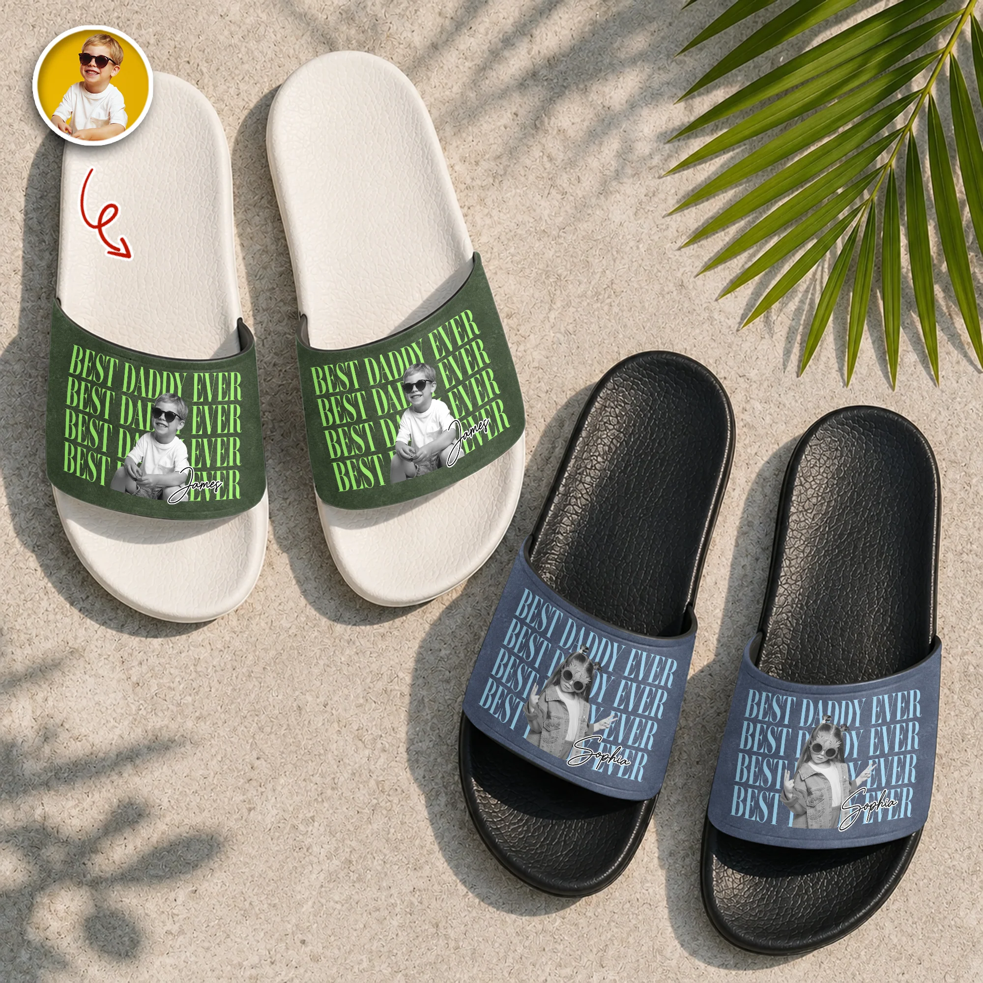 Personalized Vintage Photo Best Dad Mom Ever Slide Sandals CH07 911668 - Image 4