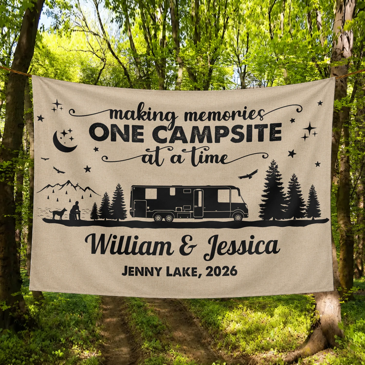 Personalized Welcome To Our Campsite Camping Tapestry HO82 903070 - Image 4