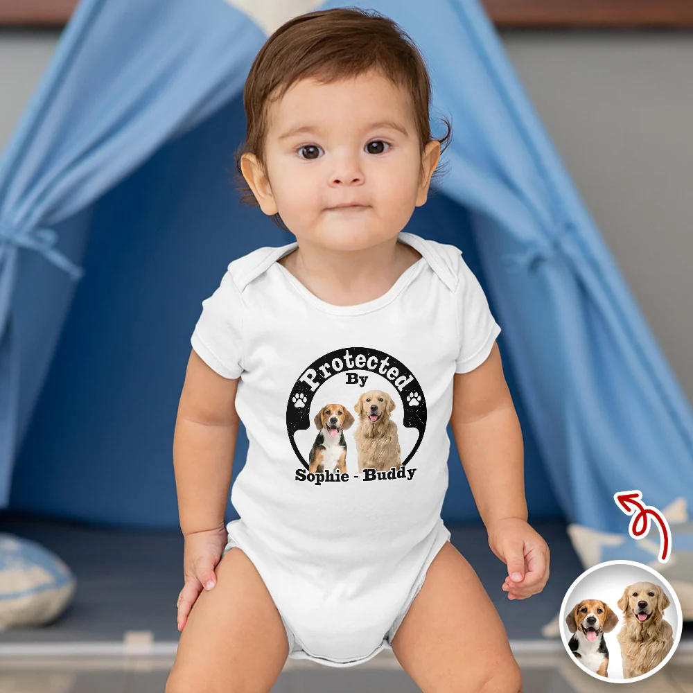 Protected By Human Dog Photo Ver 2 - Personalized Baby Onesie LM32 895019 - Image 3