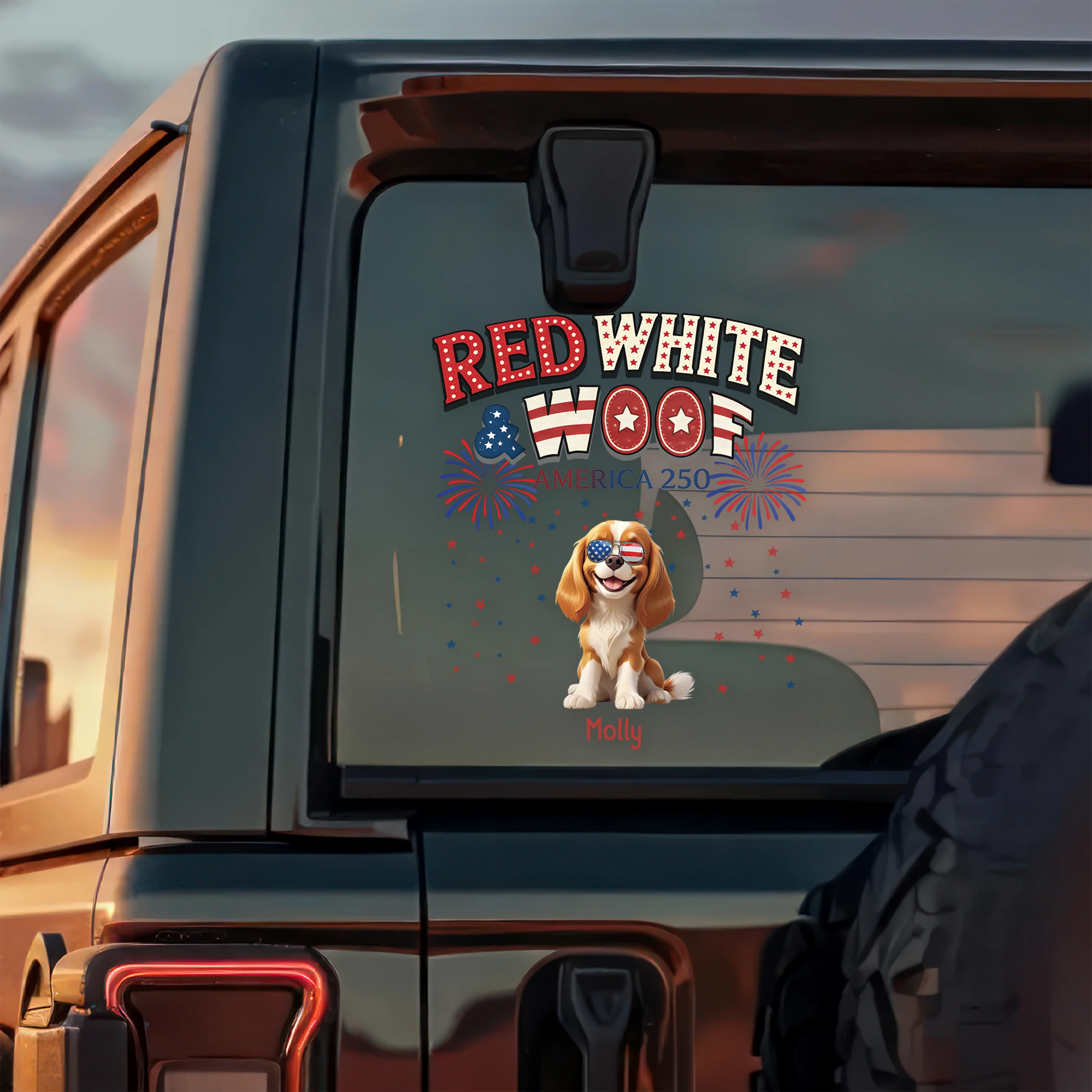Red White Woof - Personalized Car Window Decal Sticker HO82 901270 - Image 3