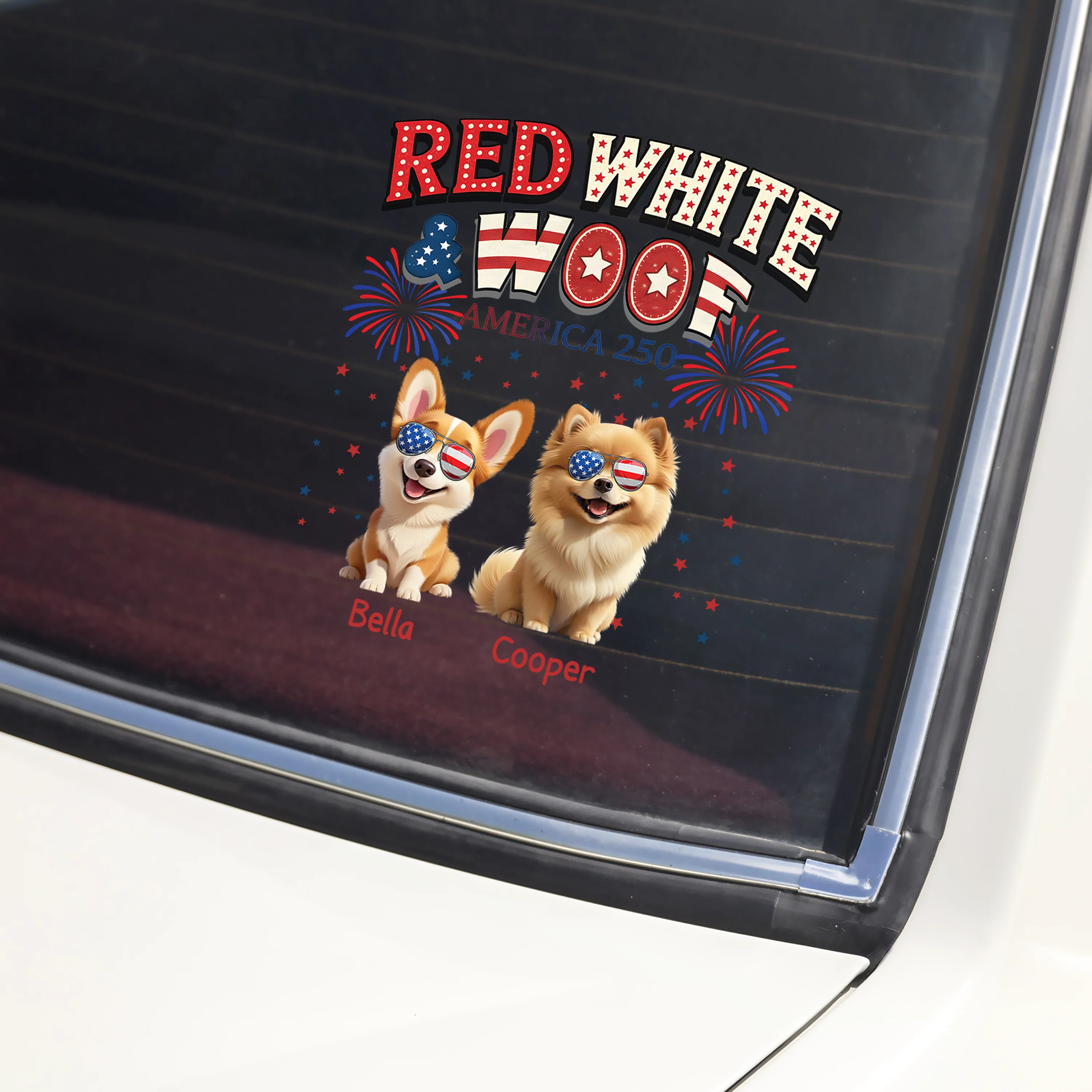 Red White Woof - Personalized Car Window Decal Sticker HO82 901270 - Image 4