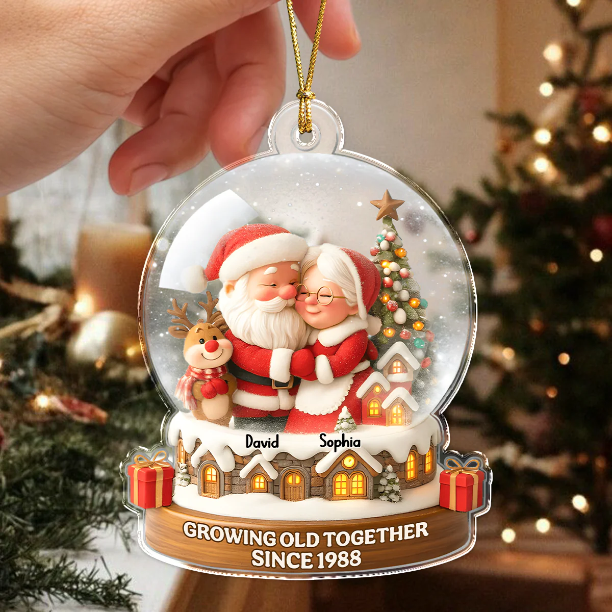 Santa Couple With Cozy Hug Christmas - Personalized Acrylic Ornament Gift for Couples CH07 899508 - Image 3