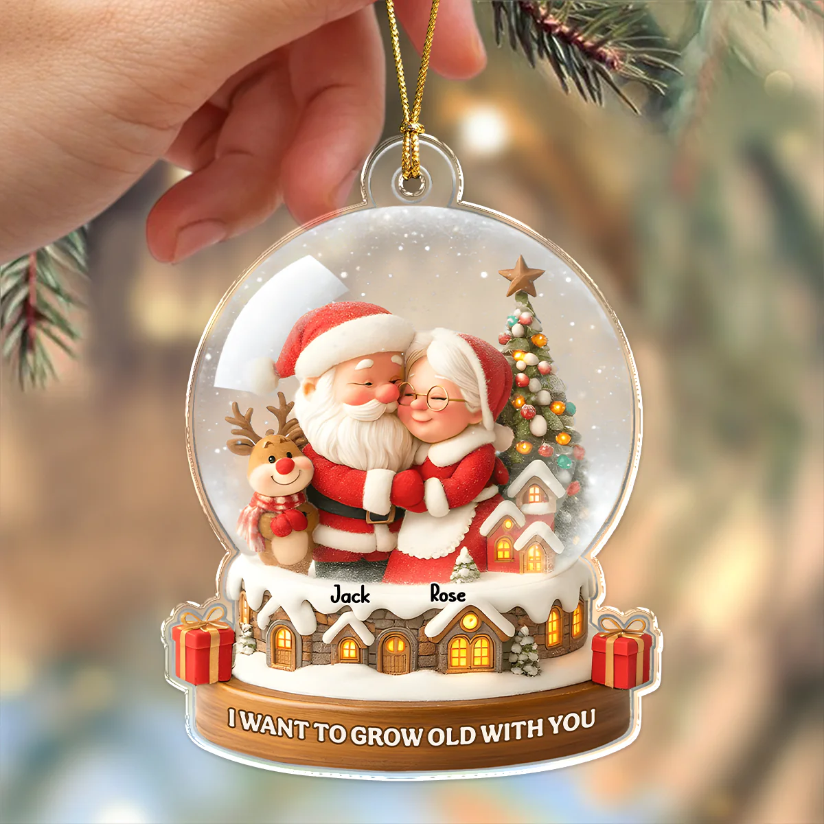 Santa Couple With Cozy Hug Christmas - Personalized Acrylic Ornament Gift for Couples CH07 899508 - Image 4