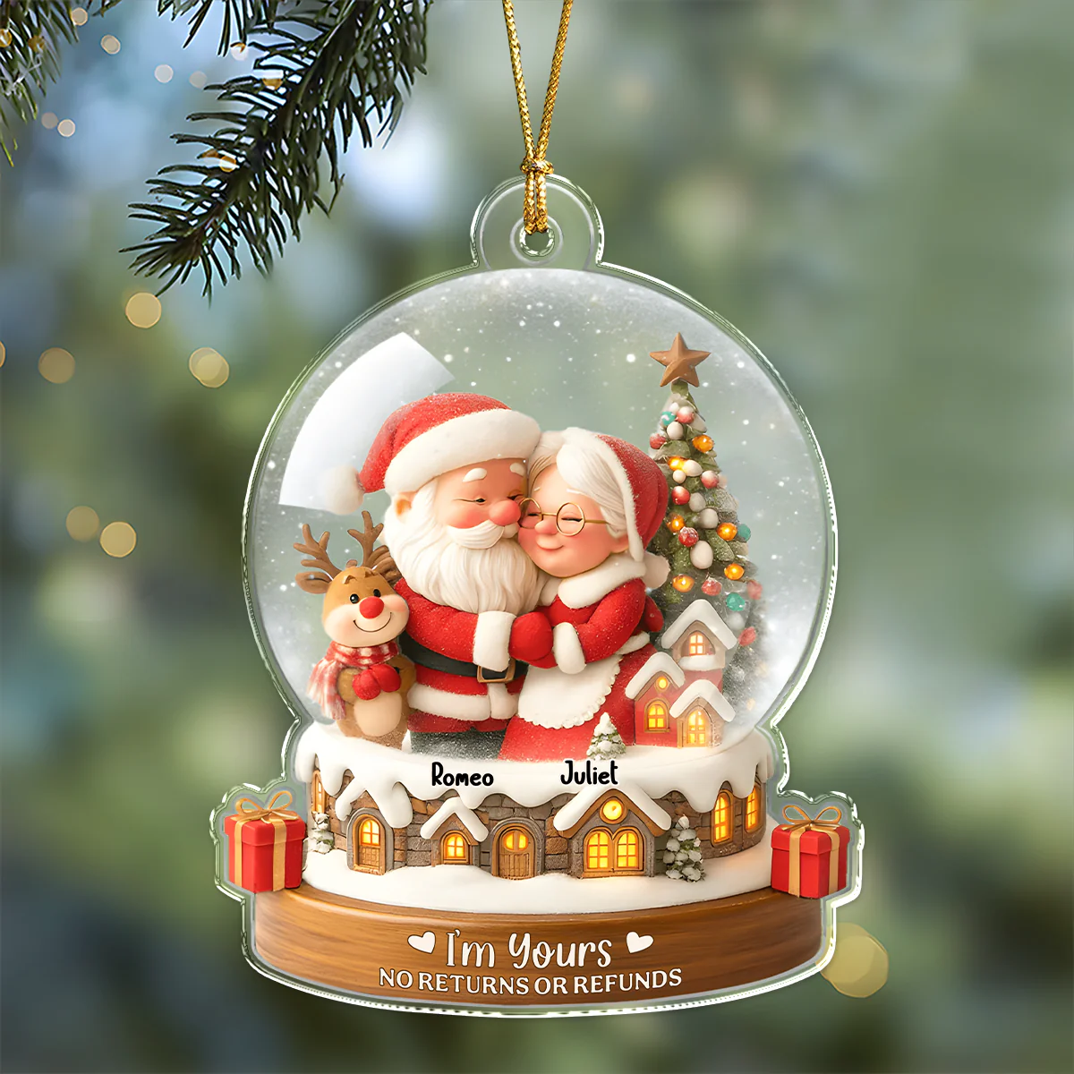 Santa Couple With Cozy Hug Christmas - Personalized Acrylic Ornament Gift for Couples CH07 899508 - Image 5
