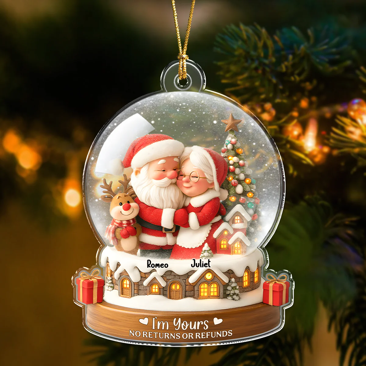 Santa Couple With Cozy Hug Christmas - Personalized Acrylic Ornament Gift for Couples CH07 899508 - Image 6