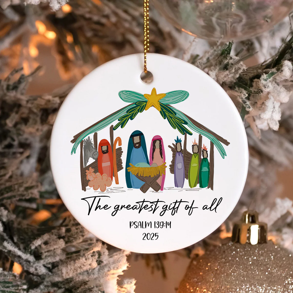 The Greatest Gift of All - Personalized Nativity Christmas Ceramic Ornament LM32 895719 - Image 7