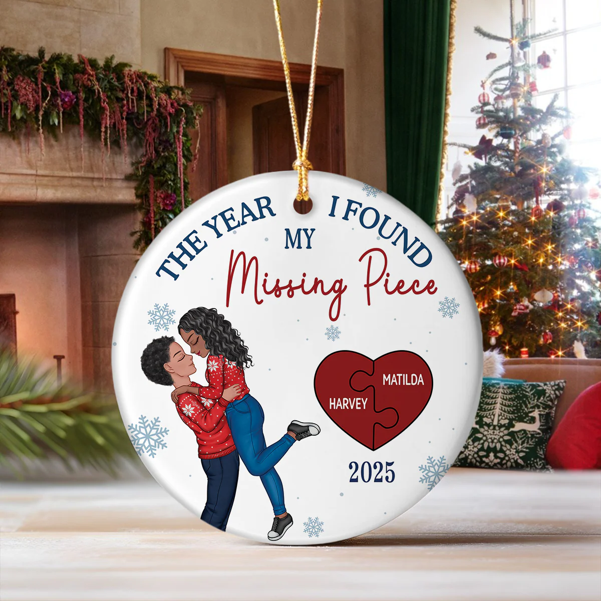 The Year I Found My Missing Piece - Personalized Ceramic Ornament Gift For Couple LM32 895595 - Image 2