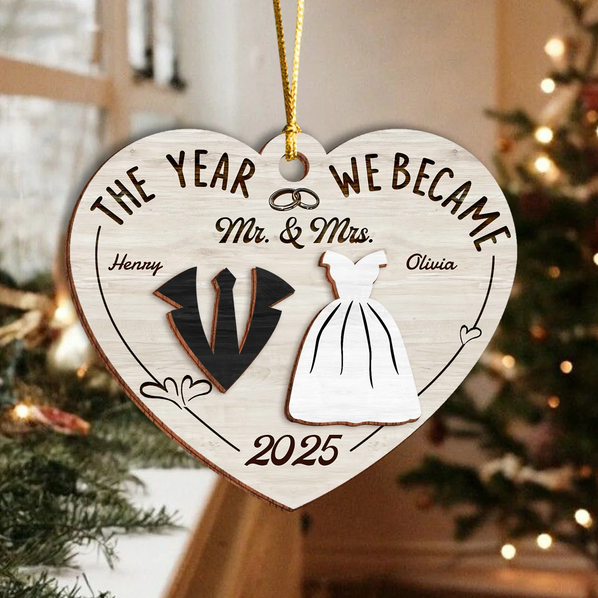 The Year We Became Mr. & Mrs. - Personalized 2-Layered Wooden Ornament CH07 896972 - Image 4