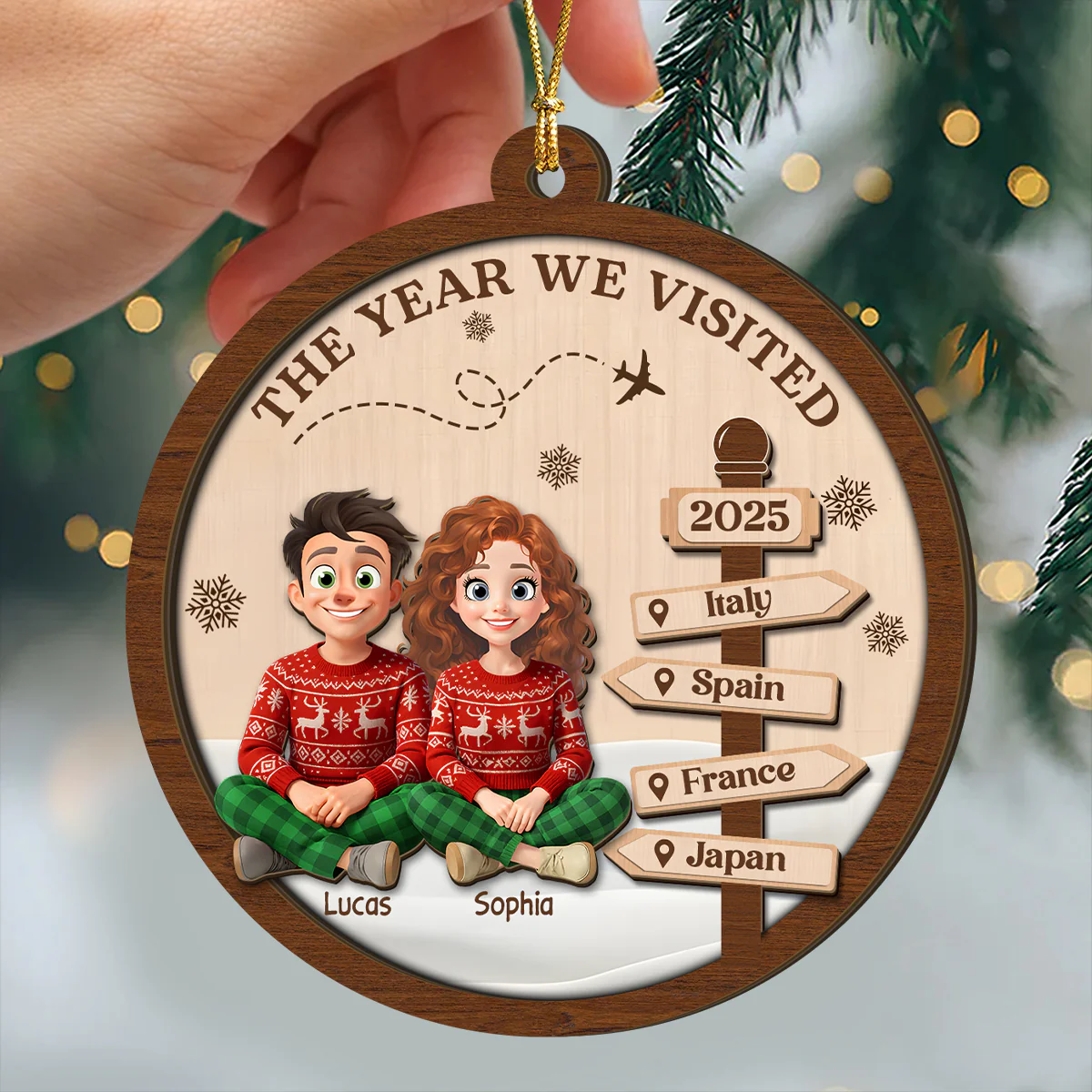 The Year We Visited - Personalized 2-Layered Wood Ornament LM32 895961 - Image 2