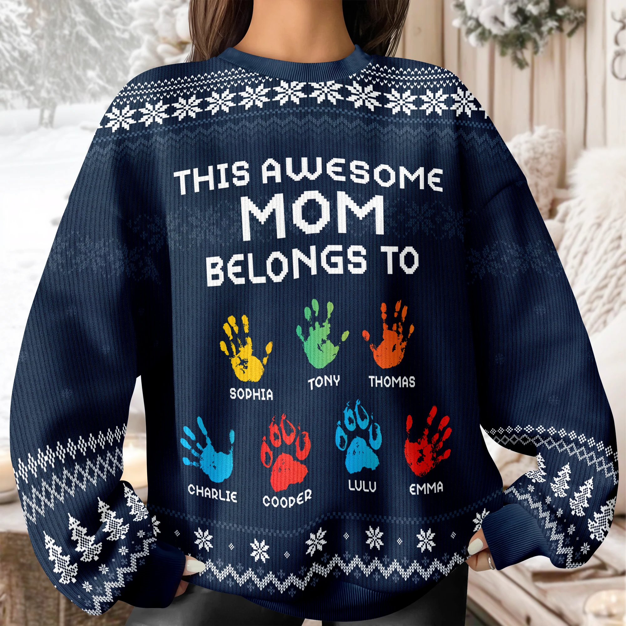 This Awesome Mom Belongs To - Personalized Ugly Sweater TH10 896295 - Image 4