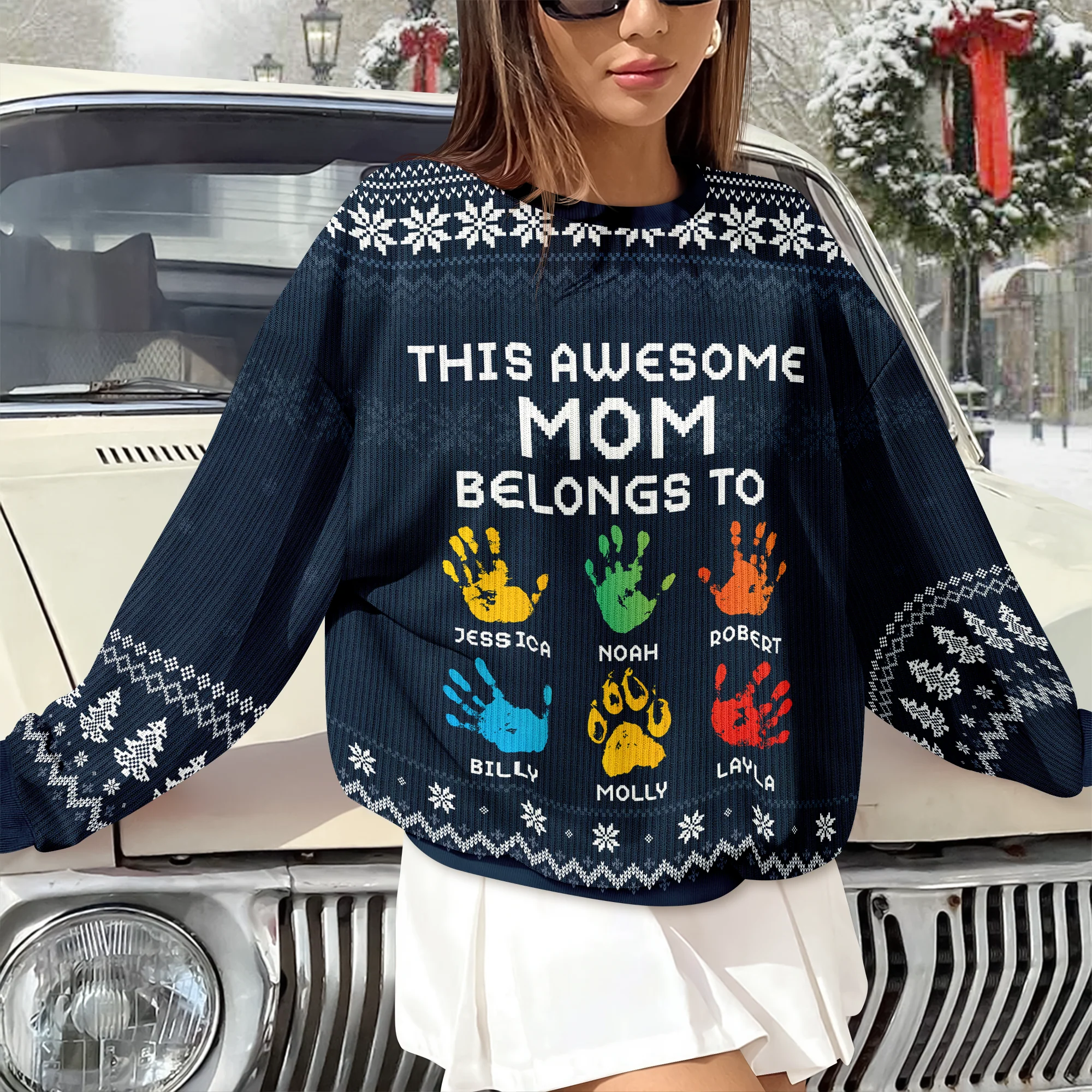 This Awesome Mom Belongs To - Personalized Ugly Sweater TH10 896295 - Image 5