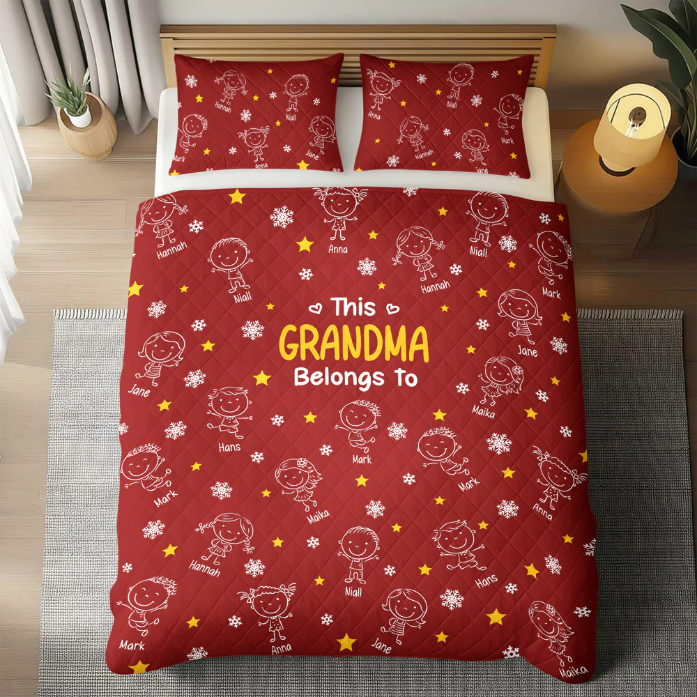 This Grandpa Grandma Belongs To Kids - Personalized Quilt Bedding Set HO82 900420 - Image 2