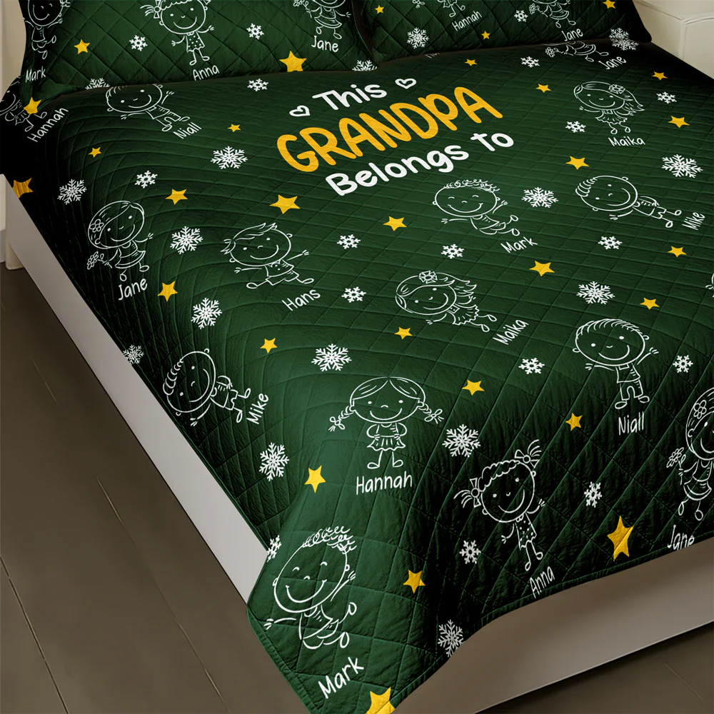 This Grandpa Grandma Belongs To Kids - Personalized Quilt Bedding Set HO82 900420 - Image 3