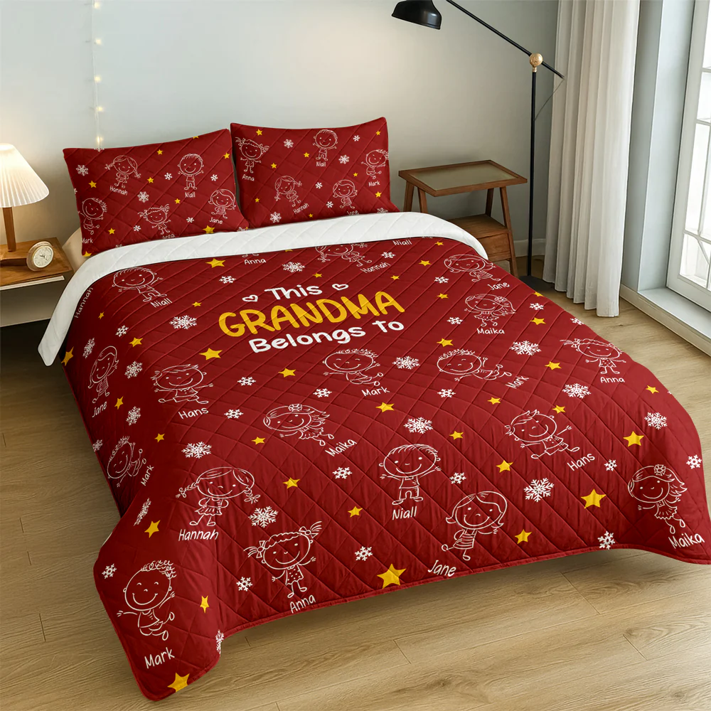 This Grandpa Grandma Belongs To Kids - Personalized Quilt Bedding Set HO82 900420 - Image 4