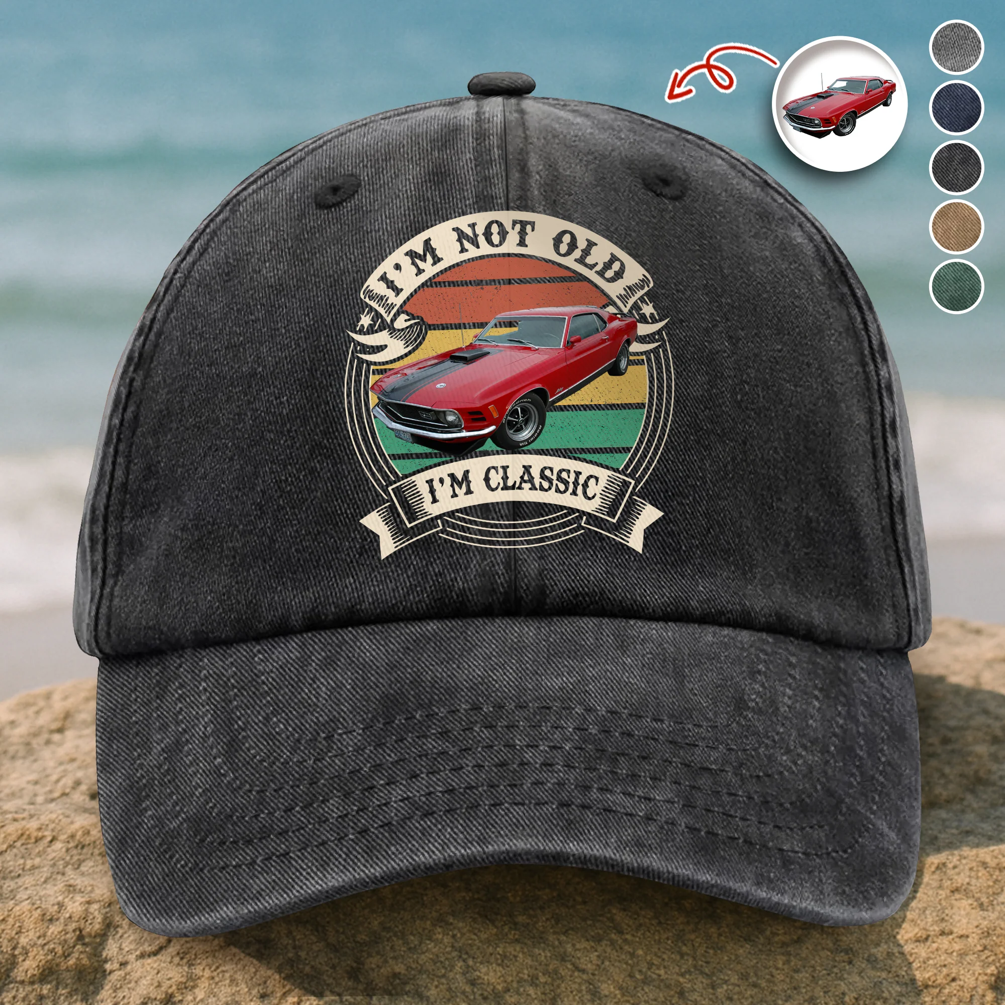 This Is How I Roll - Custom Car Photo Route 66 Vintage Washed Denim Baseball Cap CH07 896426 - Image 15