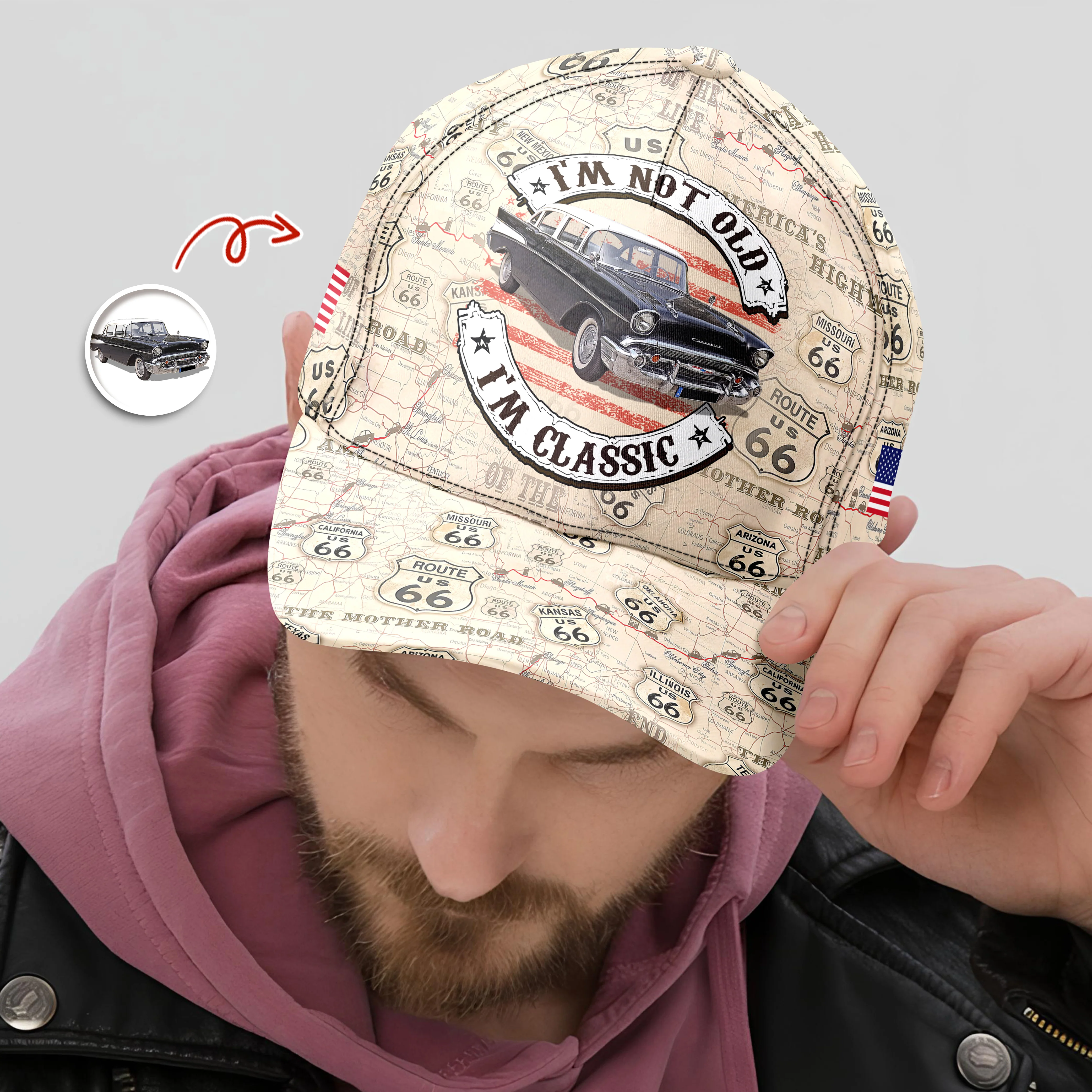This Is How I Roll - Custom Vehicle Photo Upload Car Route 66 Classic Cap CH07 896384 - Image 14