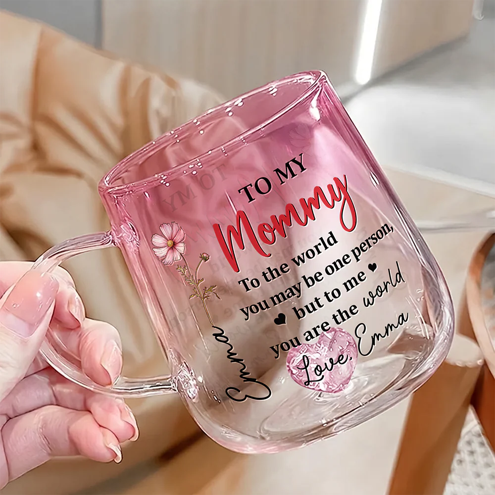 To My Mommy You Are My World - Personalized Custom Pink Gradient Glass Mug HO82 901988 - Image 2