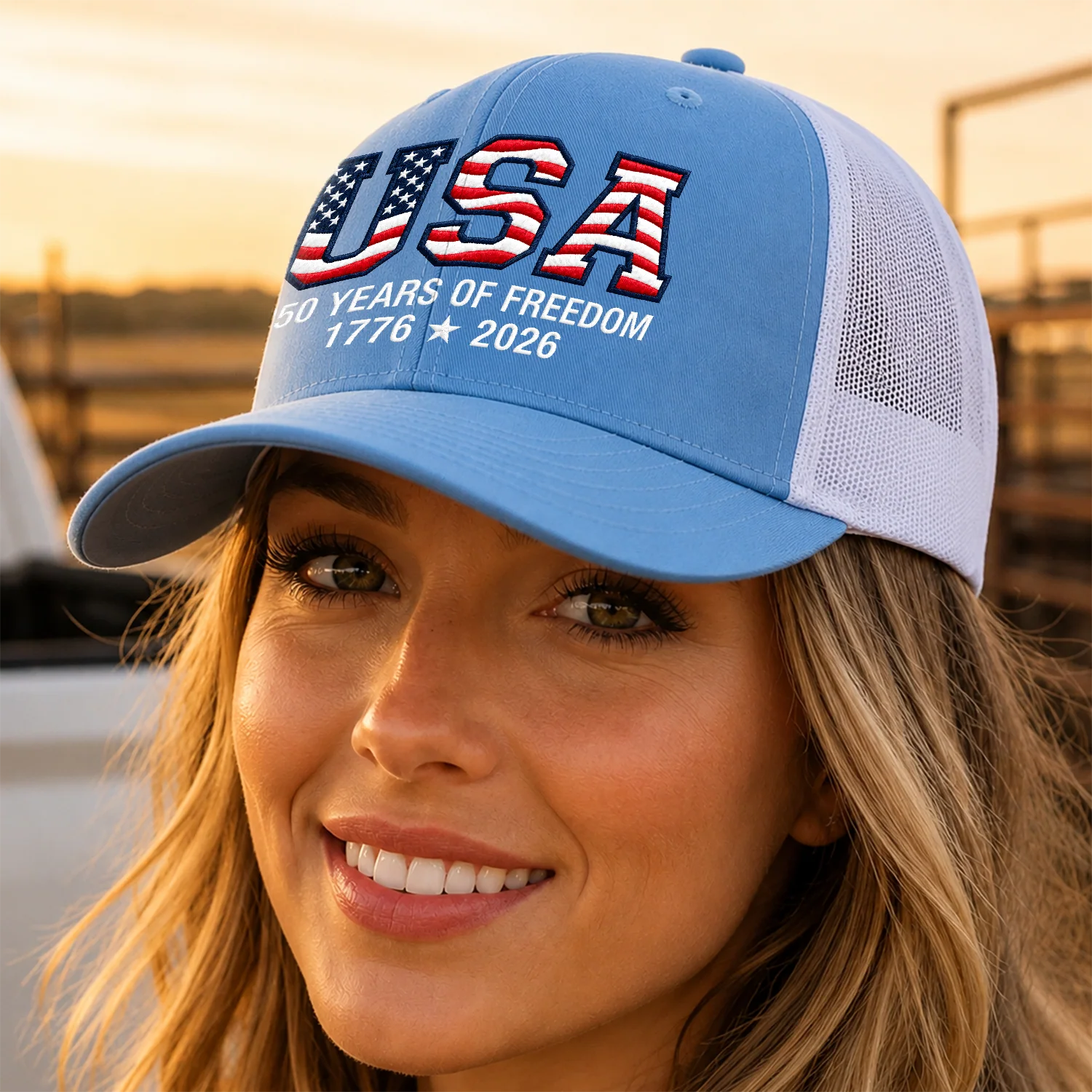 USA 250 Years Of Freedom Embroidered Trucker Hat CH07 911914 - Image 2