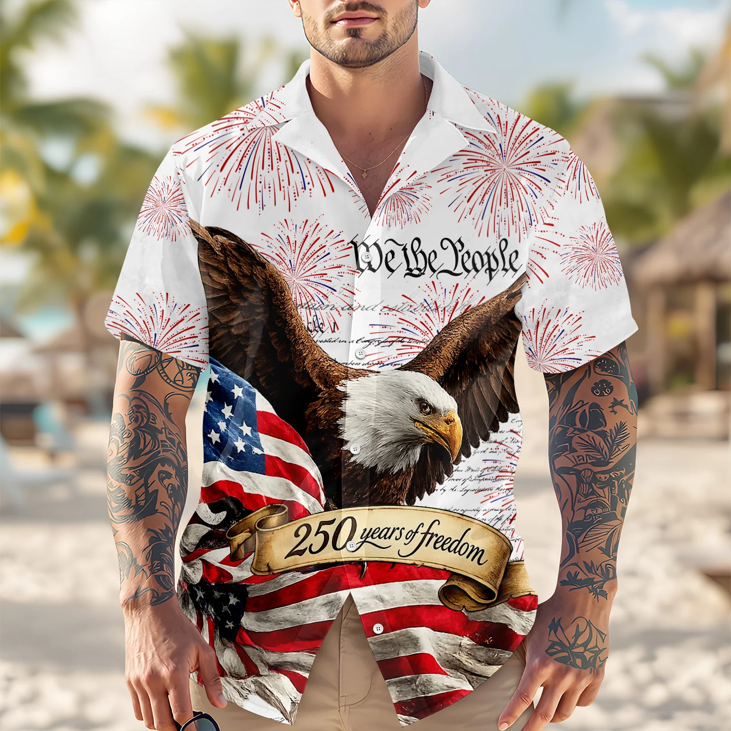 We The People 250 Years of Freedom Hawaiian Shirt – American Flag Patriotic CH07 910486 - Image 2