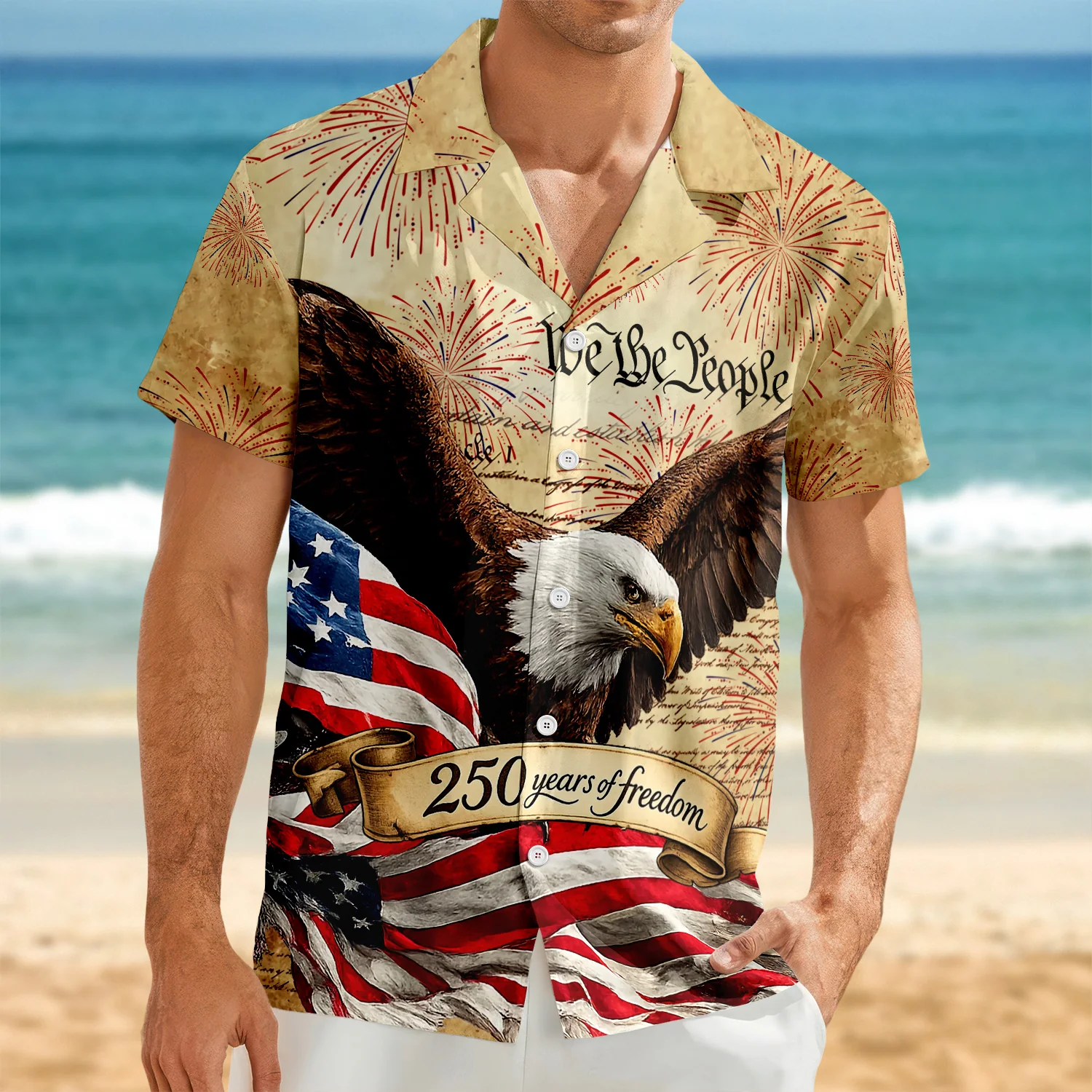We The People 250 Years of Freedom Hawaiian Shirt – American Flag Patriotic CH07 910486 - Image 3