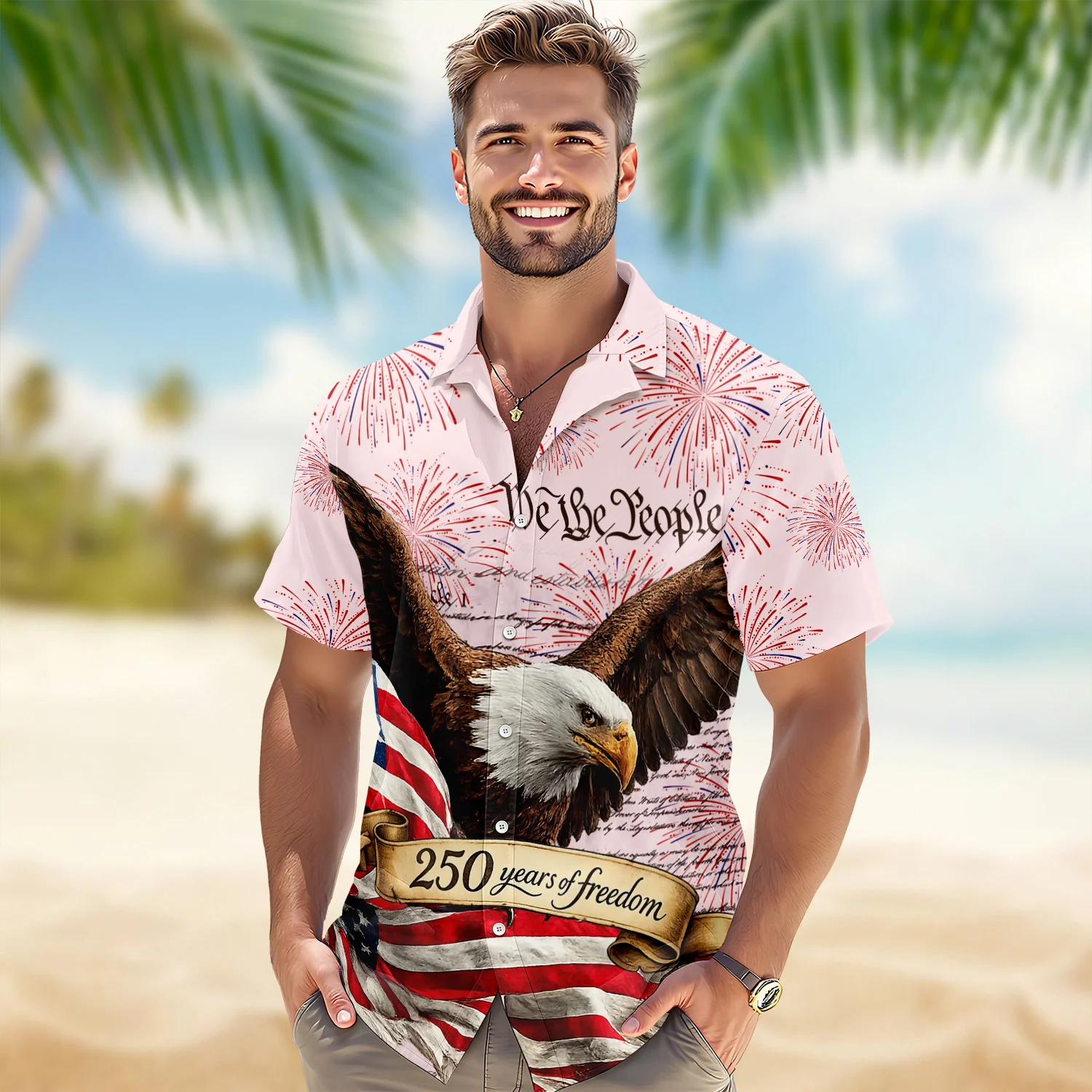 We The People 250 Years of Freedom Hawaiian Shirt – American Flag Patriotic CH07 910486 - Image 4