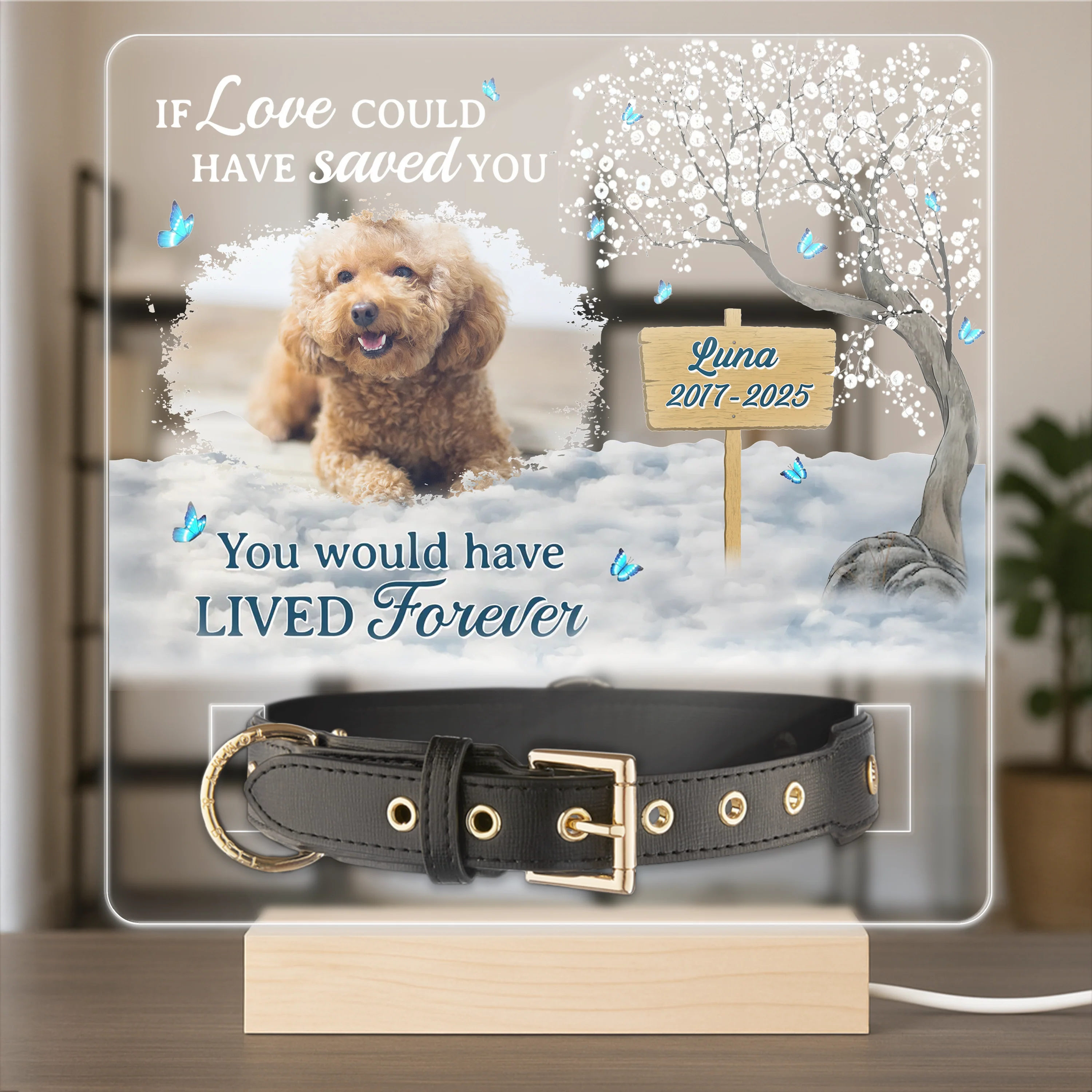 You Are My Favorite Hello An My Hardest Goodbye - Custom Pet Photo Memorial Acrylic Collar Frame CH07 896078 - Image 5
