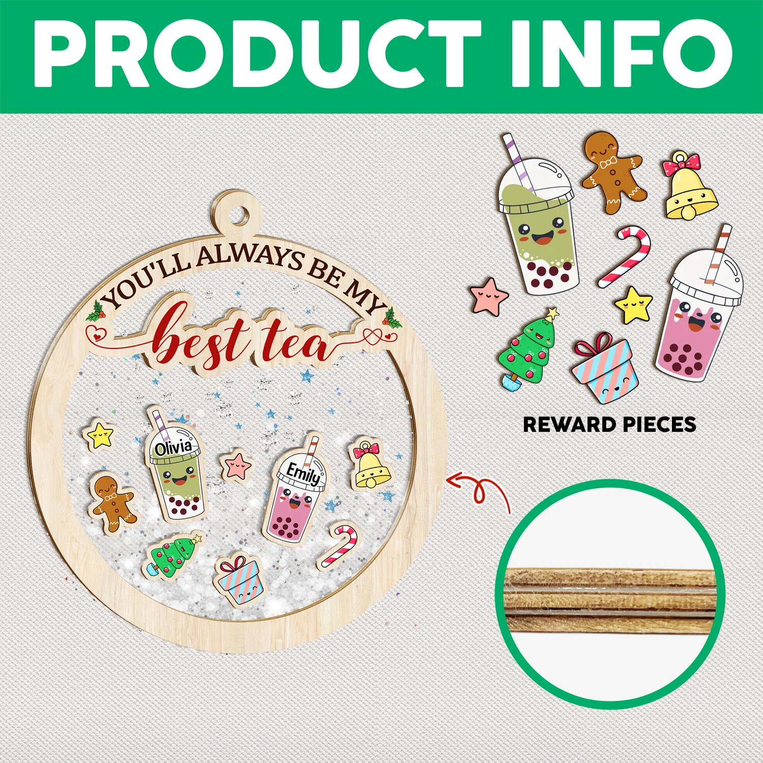 You'll Always Be My Best-Teas Personalized Christmas Shaker Ornament Gift for Besties CH07 899008 - Image 7