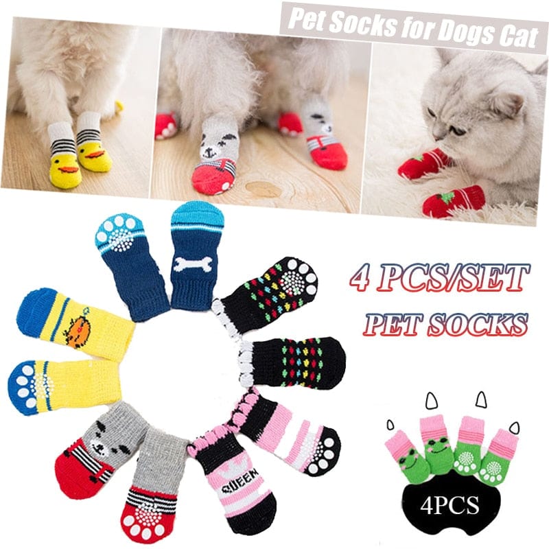 Winter Warm Socks Cute Cartoon Anti Slip Pet Shoes Socks
