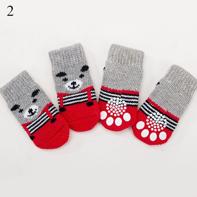 Winter Warm Socks Cute Cartoon Anti Slip Pet Shoes Socks - Image 12